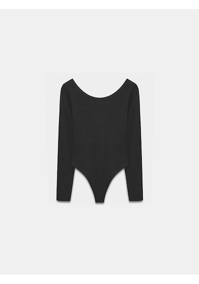 Dilvin 32776 Oval Yaka Bodysuit-siyah