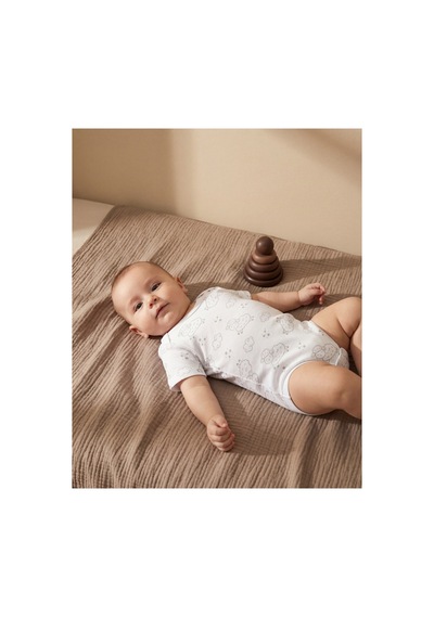 Minory Baby - 2'li Kısa Kol Bebek Body Seti Kuzu & Bulut Motifli Çok Renkli Çok Renkli