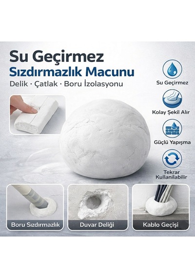 2 Adet, Profesyonel 50 Gr. Su Geçirmez Sızdırmazlık Macunu, Boru, Duvar, Kablo, Çatlak 100 G