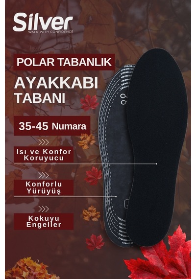 Silver Polar Kumaşlı Termal Ayakkabı Tabanlığı - Yumuşak Dokulu Kışlık Taban 35-45