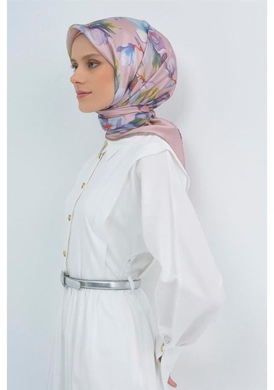 Armine İpek Eşarp 2026 Yaz - 9524-52 Pudra Mor Sura
