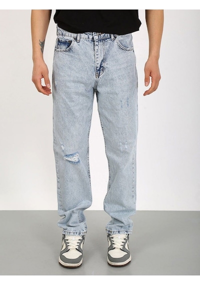 Baggy Diz Yırtık Buz Mavi Jean-buz Mavi - 30 Buz Mavi