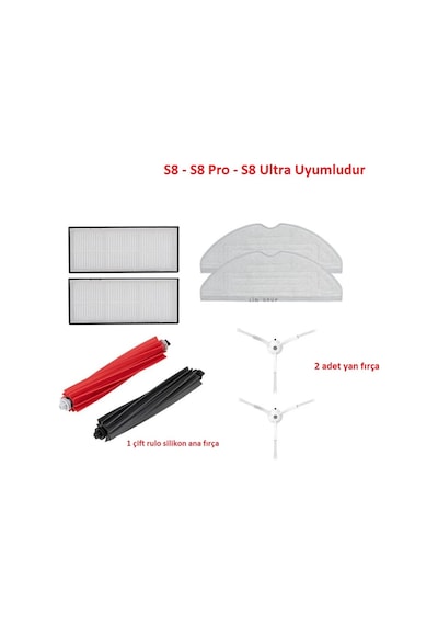 Roborock Uyumlu S8 Sonic Pro Ultra Plus Uyumlu Yedek Fırça Filtre Paspas Seti