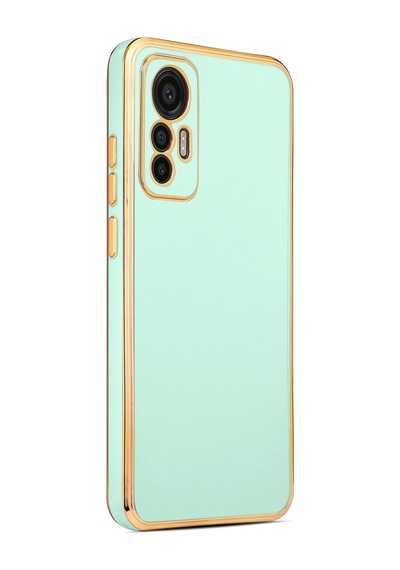 Xiaomi Uyumlu Mi 12 Lite Kılıf Zore Kenarı Gold Renk Silikon Bark Kapak