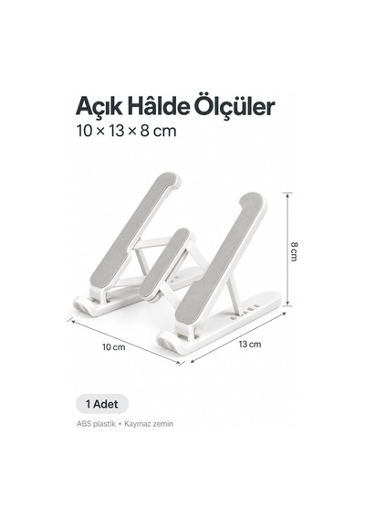 Katlanabilir Yükseklik Ayarlı Telefon Tablet Standı, Beyaz
