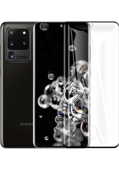 Samsung Galaxy S20 Ultra İle Uyumlu Şeffaf Esnek Kavisli Ekranı Tam Kaplayan Pet Ekran Koruyucu