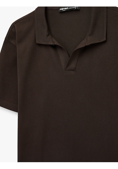 Koton Regular Fit Pamuklu Pike Kumaş Kısa Kollu Polo Yaka Tişört Kahverengi 6sam10284mk Kahve
