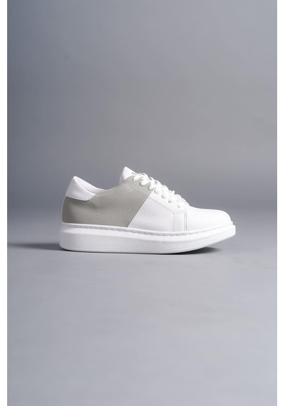 Aymood Slw151 Boost Bağcıklı Cilt Süet Erkek Günlük Sneaker Ayakkabı Csbt - Beyaz/gri