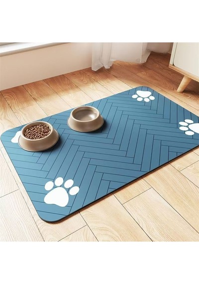 Kedi Köpek Beslenme Matı 50x60 Cm Pati Desenli Kaymaz, Kolay Temizlenir Mama Altlığı