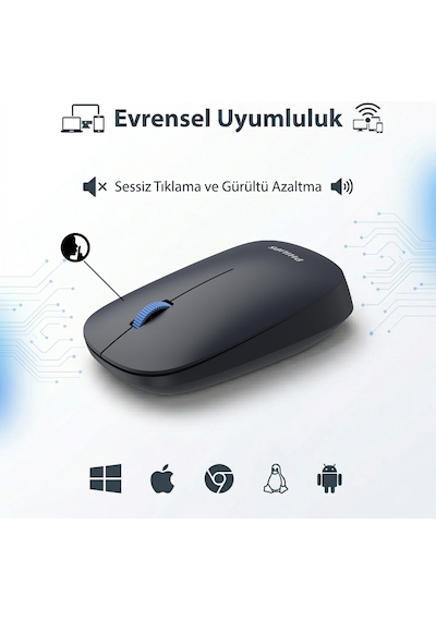 Philips SPK7438 Kablosuz 1600DPI 4 Tuşlu Optik Sessiz Mouse