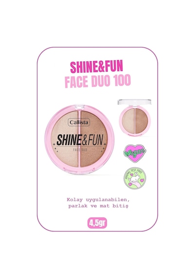 Callista Shine & Fun Face Duo Toz Allık Ve Aydınlatıcı Palet - 100 Sparkle Crew