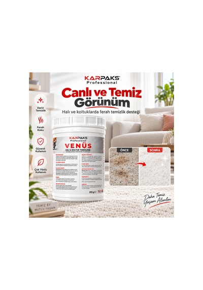 Professional Venüs Halı Ve Koltuk Tozu 850 Gr Ultra Konsantre Kalıcı Ferahlık Tüm Makinelerle Uyumlu Tekli