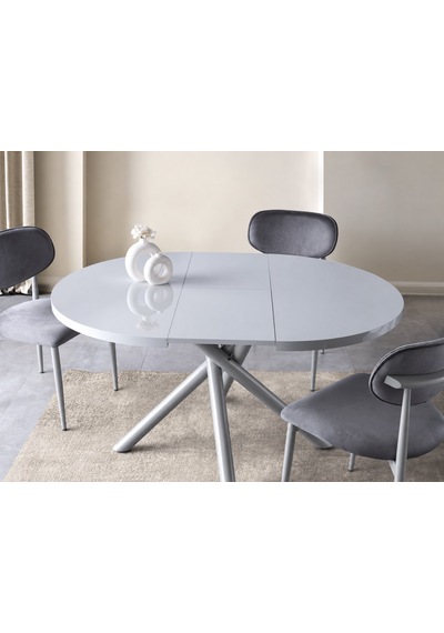 Truva Polo Yuvarlak Açılır Mdf Mutfak Masa Sandalye Takımı 104cm Gri