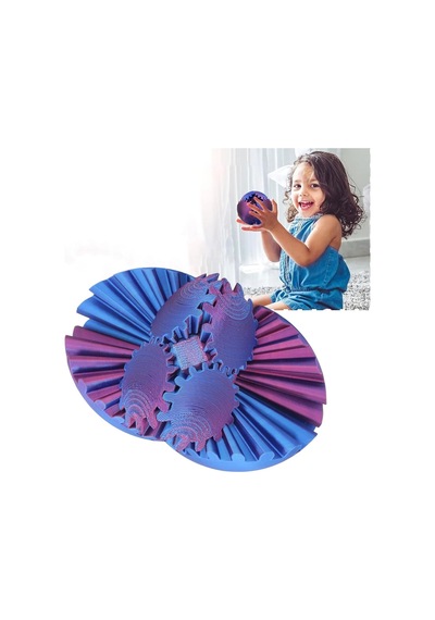 3d Baskılı Dişli Top Pla Malzeme, Stres Giderici Dönme Oyuncağı, Taşınabilir Spinner Küre Mavi