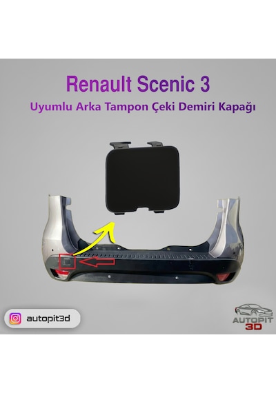 Renault Scenic 3 2009-2015 Uyumlu Arka Tampon Çeki Demiri Kapağı