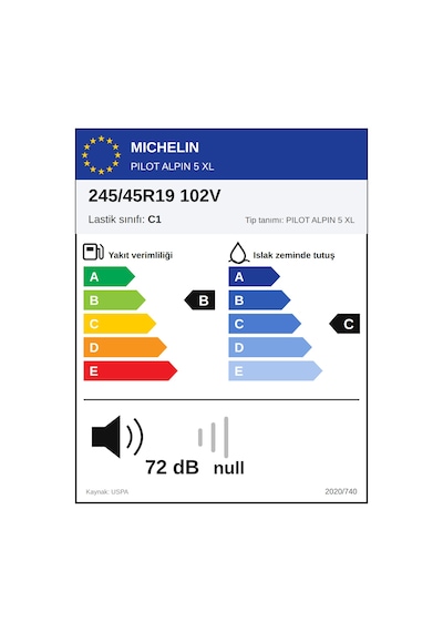 Michelin  245/45 R19 102V XL Pilot Alpin 5 Kış Lastiği 2026
