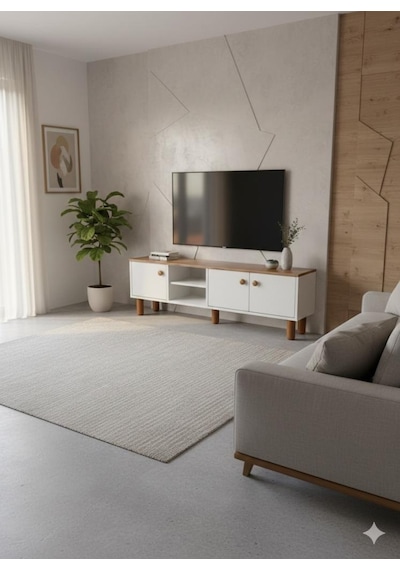 Sezer Tv Ünitesi 3 Kapaklı Tv Ünitesi Salon Mobilyası Beyaz - Meşe Sezer Tv Ünitesi 3 Kapaklı Tv Ünitesi Salon Mobilyası Beyaz - Meşe