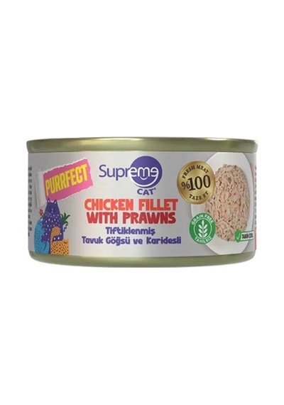 Supreme Cat Purrfect Tiftiklenmiş Tavuk Göğsü Ve Karidesli Yetişkin Kedi Konservesi 70 Gr