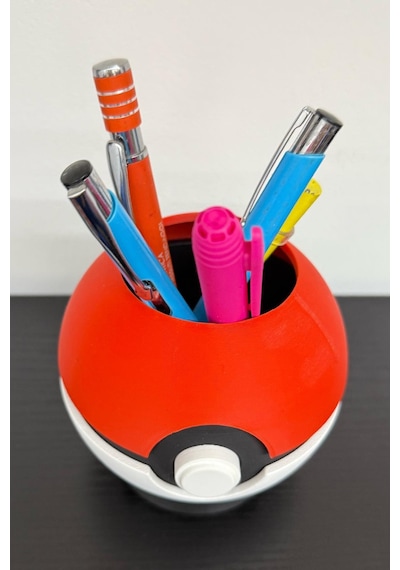Pokeball Kalemlik Ve Stand Pokemon Temalı Masaüstü Organizer Siyah - Beyaz