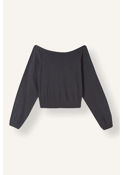 Defacto Cropped Fıt Kayık Yaka Baskılı Sweatshirt I6138ax26auar191 Antrasit-ar191