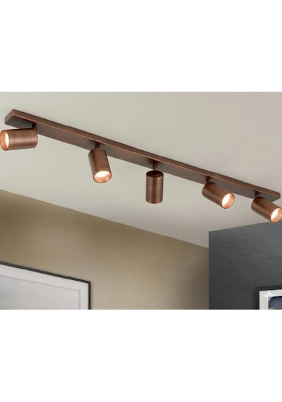 Mylights Beşli 5 Li Bakır Eskitme Fırçalı Gu10 Led Tavan Spot Hareketli Başlıklı Tasarruflu Modern Avize Bakır