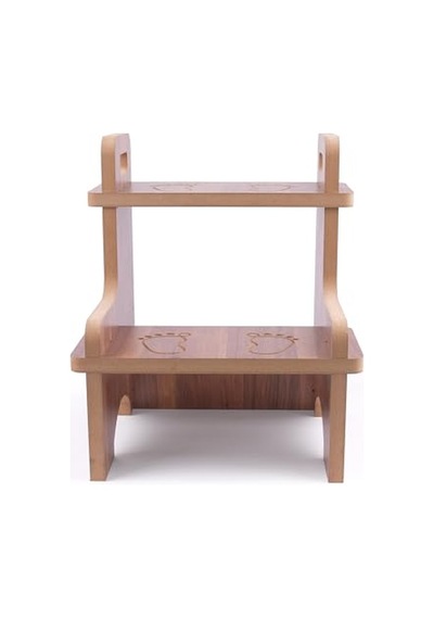 Ahşap Montessori Kaymaz Basamak Tabure Banyo Ve Lavabo Yükseltici Merdiven, 36x36x40 Cm, Mdf Melamin Kaplama
