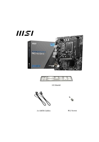Msı Mb Pro H610m-e Soket 1700 Ddr5 5600mhz Oc Hdmı Vga M.2 Usb3.2 1x 1g Lan Matx