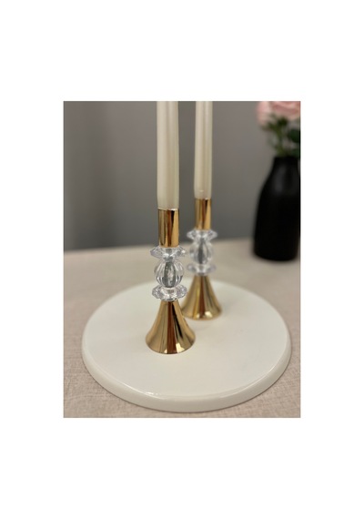 Gold Rengi Shıny Crystal 2'li Şamdan&mumluk Seti Altın - 830067687 Altın