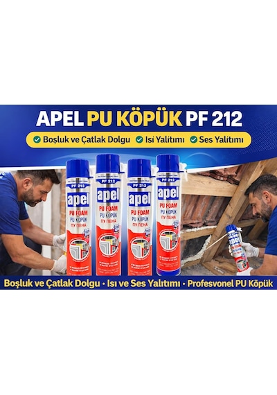 Apel Pf 212 Poliüretan Pu Köpük 600 G Boşluk Ve Çatlak Dolgu, Isı Ve Ses Yalıtımı, Profesyonel Kullanım Diğer