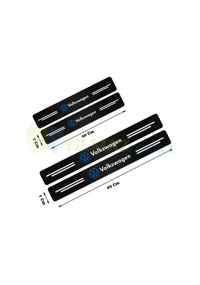 Volkswagen Mavi Karbon Kapı Eşiği Koruma Araba Oto Sticker 4Parça
