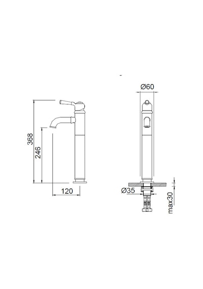 Bocchi Burlington 1004-0002-AB Yüksek Lavabo Bataryası Siyah