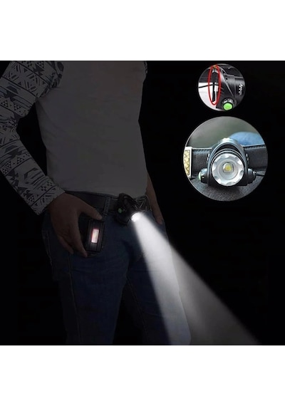 Cata Ct-9123 Usb Şarjlı Poyraz Kafa 200lm Ip44 Su Geçirmez Cob Dağ Gece Balıkçılık Usb Şarjlı Beyaz Işık 6400k