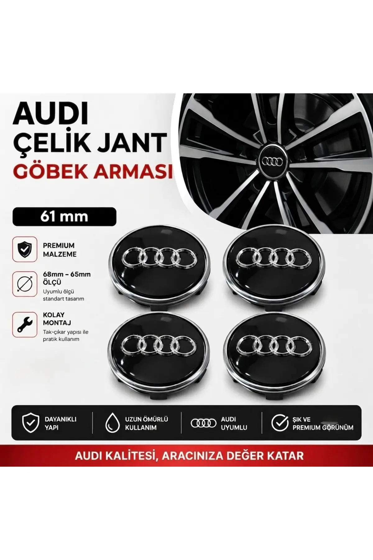 Universal Audi Jant Göbek Arması 61 Mm