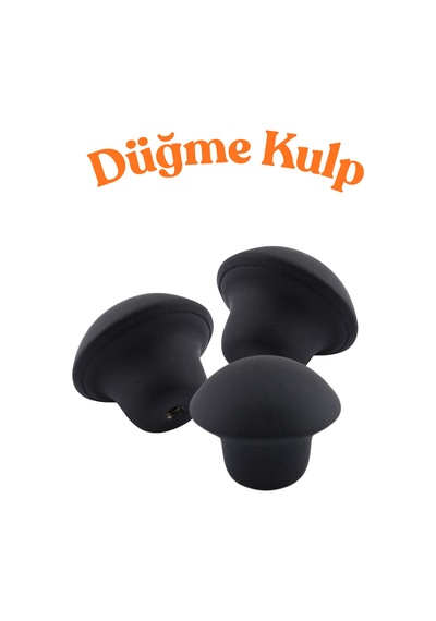 Klc 5 Adet Mat Siyah Metal Düğme Kulp - Yuvarlak Mobilya, Mutfak Ve Çekmece Kulbu Siyah Siyah