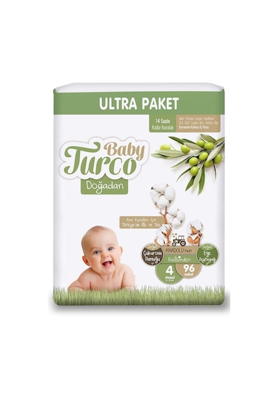 Baby Turco Doğadan Bebek Bezi 4 Numara Maxi Ultra 96 Adet