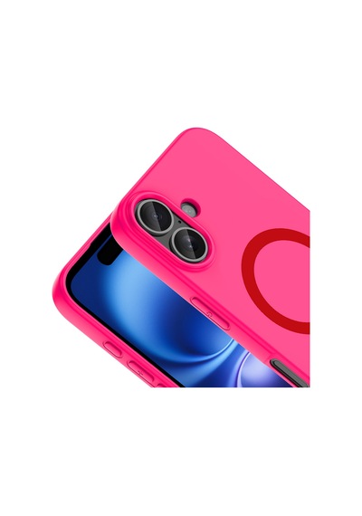 Apple iPhone Uyumlu 17 Kılıf M-safe Şarj Özellikli Zore Aris Silikon Kapak - Koyu Pembe