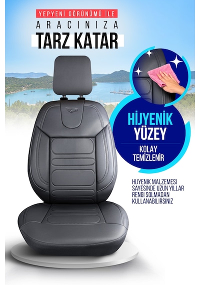 Füme - Füme Panda Rodos Serisi Deri Ortopedik Oto Koltuk Kılıfı - Tam Set