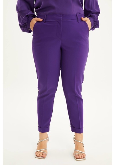Myline Cep Detaylı Slim Fit Klasik Pantolon-1644 Mor
