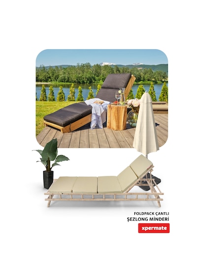 Xpermate Katlanır Şezlong Minderi Çantalı Cepli Foldpack 30x60bej