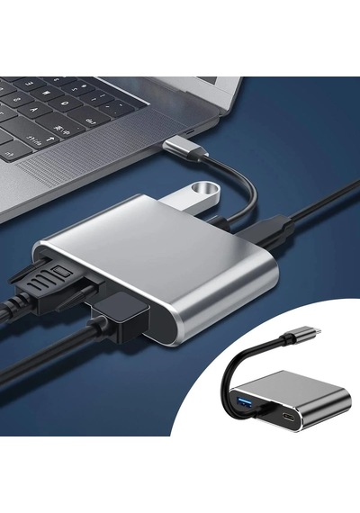 Type-c 4'ü 1 Arada Hub Adaptör 4k Hdmı Ve Vga Görüntü Aktarımı