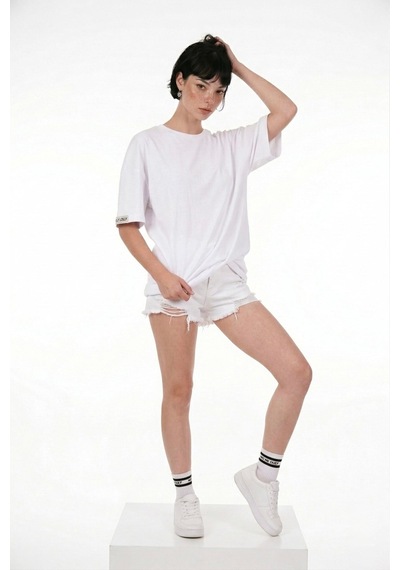 Holly Lolly Pamuklu Unisex Oversize Lure Tshirt Beyaz