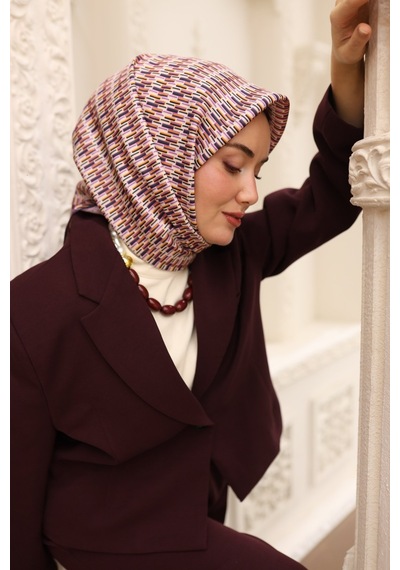 Silk Home Twill İpek Eşarp 11454-67 Mor, Erguvan, Turuncu, Krem