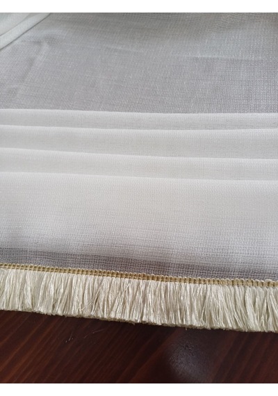 Diletto Keten Püsküllü Tül Runner Bej