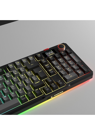 Loyal Pro Gri/siyah 3 Bt + 2.4 Ips Ekranlı Red Switch Rgb Mekanik Kablosuz Klavye