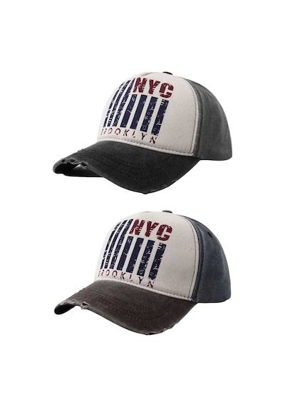 Tezzgelsin Unisex Eskitme Nyc Brooklyn Nakışlı Ayarlanabilir Beyzbol Kep Şapka 2'li Set Siyah - Haki