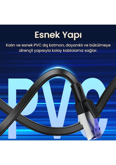 Veggieg Cat7 10gbps Gigabit 600mhz Ftp Rj45 Flat Ethernet Kablosu 10 Metre