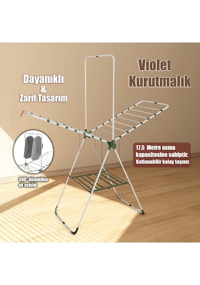 Doğrular Perilla 17042 Violet Çamaşır Kurutmalığı Kurutmalık Askı Beyaz