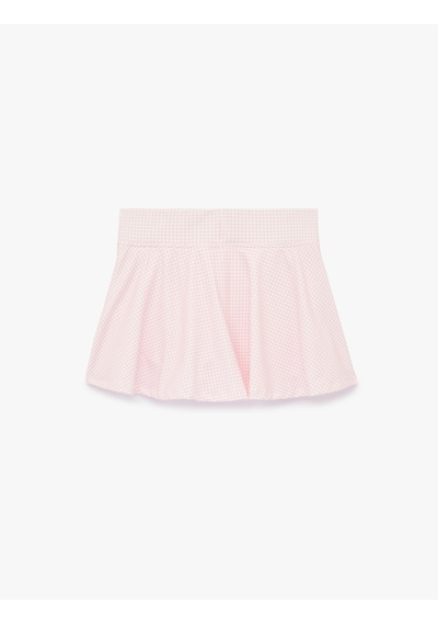 Koton Yüksek Bel Pötikareli İnterlok Mini Spor Şort Etek Pembe Ekose 6sak40244nk Pembe Ekoseli