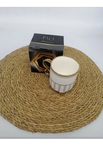 Şener Şnr 800433 Kupa Lujo Gold Çizgi Desen Altın - Beyaz
