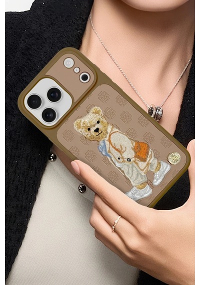 Zuckbear Apple iPhone Uyumlu  17 Pro Max Kılıf 3d Pu Deri Nakışlı Gentleman Paris Kapak Lacivert